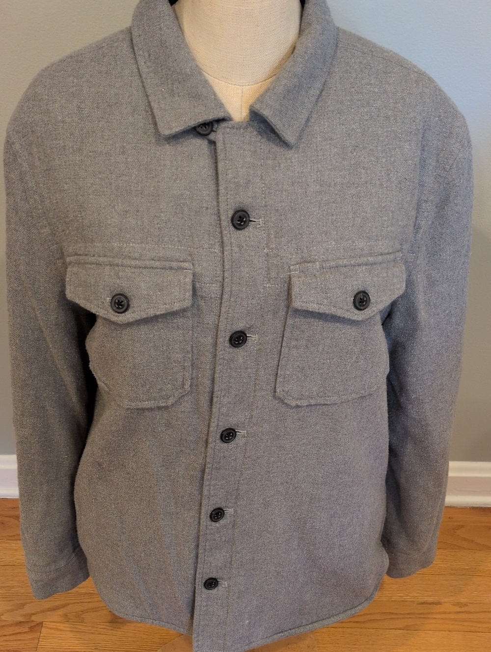 Banana Republic Light Gray Sherpa Lined Work Shirt Jacket Medium